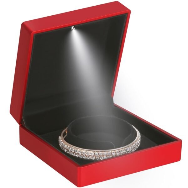 Pearl Nakshatra Premium Bangle, Bracelet & Kada Box with LED Light – Velvet Jewellery Gift & Display Case for Wedding, Engagement & Shop Use (Black, Single) - Image 4