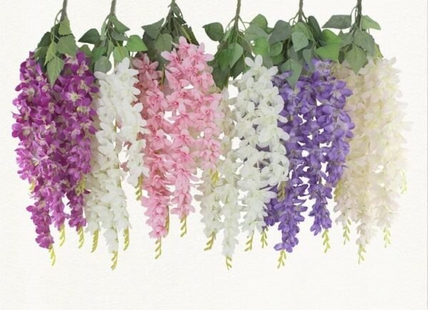 Artificial Wisteria Vine Garland – 8 Pcs (43 Inch) | Long Hanging Fake Silk Flowers for Ganpati Decoration, Home Decor, Wedding & Party Decor - Multicolor - Image 5