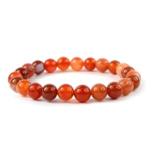 Carnelian Crystal Bracelet 8mm – Natural Motivation & Confidence Stone for Men & Women | Sacral Chakra Reiki Healing Bracelet for Energy & Creativity