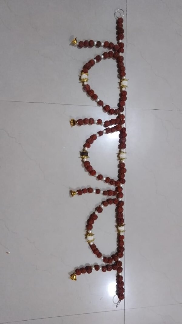 Pearl Nakshatra 108 Rudraksh 5 Mukhi Toran with Nazar Battu for Main Door, Home, Office & Temple Decoration – Evil Eye Protection & Positive Energy - Image 3