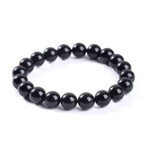 Black Tourmaline Crystal Bracelet 8mm – Natural Protection & Grounding Stone for Men & Women | Root Chakra Reiki Bracelet for Negative Energy Shield & EMF Protection
