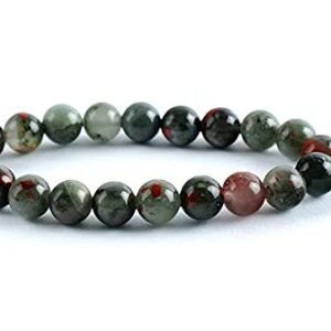 Bloodstone Crystal Bracelet 8mm – Natural Courage & Vitality Stone for Men & Women | Root Chakra Reiki Healing Bracelet for Strength & Detoxification