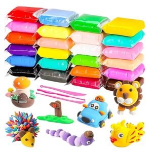 Soft Modelling Clay for Kids – Non-Toxic, Colorful Play Clay Dough Set for Art, Craft & Learning | Reusable & Safe Clay for Boys & Girls (12 Colors / Multicolor/ 24 Pcs)