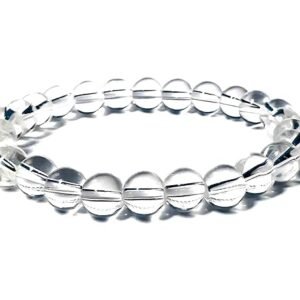 Clear Quartz Crystal Bracelet 8mm Beads – Natural Healing & Energy Amplifying Stone for Men & Women | Crown Chakra Reiki Stone Bracelet for Clarity & Positivity