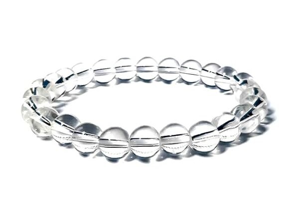 Clear Quartz Crystal Bracelet 8mm Beads – Natural Healing & Energy Amplifying Stone for Men & Women | Crown Chakra Reiki Stone Bracelet for Clarity & Positivity