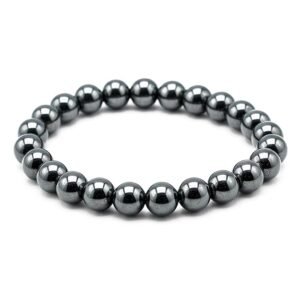 Hematite Crystal Bracelet 8mm – Natural Grounding & Protection Stone for Men & Women | Root Chakra Reiki Healing Bracelet for Stability & Focus