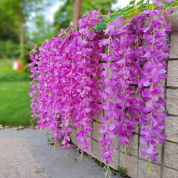 Artificial Wisteria Vine Garland – 8 Pcs (43 Inch) | Long Hanging Fake Silk Flowers for Ganpati Decoration, Home Decor, Wedding & Party Decor - Lavender - Image 6