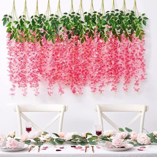 Artificial Wisteria Vine Garland – 8 Pcs (43 Inch) | Long Hanging Fake Silk Flowers for Ganpati Decoration, Home Decor, Wedding & Party Decor - Purple - Image 6