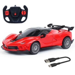 High-Speed Remote Control Car – Rechargeable RC Racing Car with LED Lights & 2.4GHz Controller for Kids & Adults