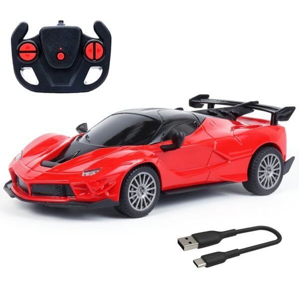High-Speed Remote Control Car – Rechargeable RC Racing Car with LED Lights & 2.4GHz Controller for Kids & Adults