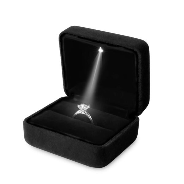 Pearl Nakshatra Premium Ring Box with Inside LED Light – Elegant Jewellery Gift & Display Case for Rings (Black, Single)