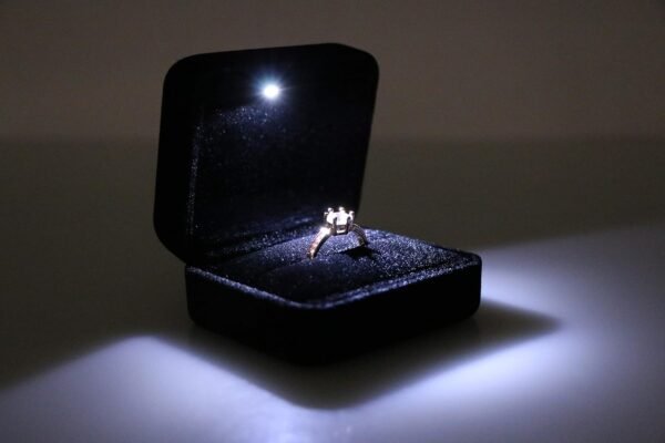 Pearl Nakshatra Premium Ring Box with Inside LED Light – Elegant Jewellery Gift & Display Case for Rings (Black, Single) - Image 4