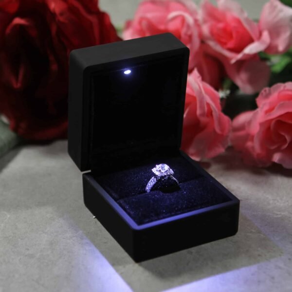Pearl Nakshatra Premium Ring Box with Inside LED Light – Elegant Jewellery Gift & Display Case for Rings (Black, Single) - Image 5