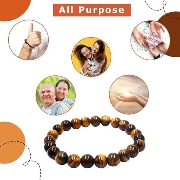 Tiger Eye Crystal Bracelet 8mm – Natural Protection & Confidence Stone for Men & Women | Root Chakra Reiki Energy Healing Bracelet - Image 2