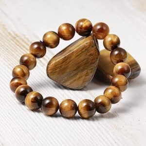 Tiger Eye Crystal Bracelet 8mm – Natural Protection & Confidence Stone for Men & Women | Root Chakra Reiki Energy Healing Bracelet