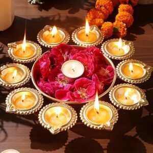 Metal Diya Traditional Diya Urli Tealight Holder Golden Bowl for Floating Flowers and Tea Light Candles Home,Office and Table Decor Special