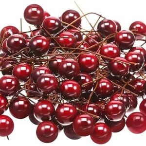 Artificial Holly Berries – 100pcs Red 10mm Foam Berries on Wire for Christmas Decorations, Wreaths & DIY Crafts