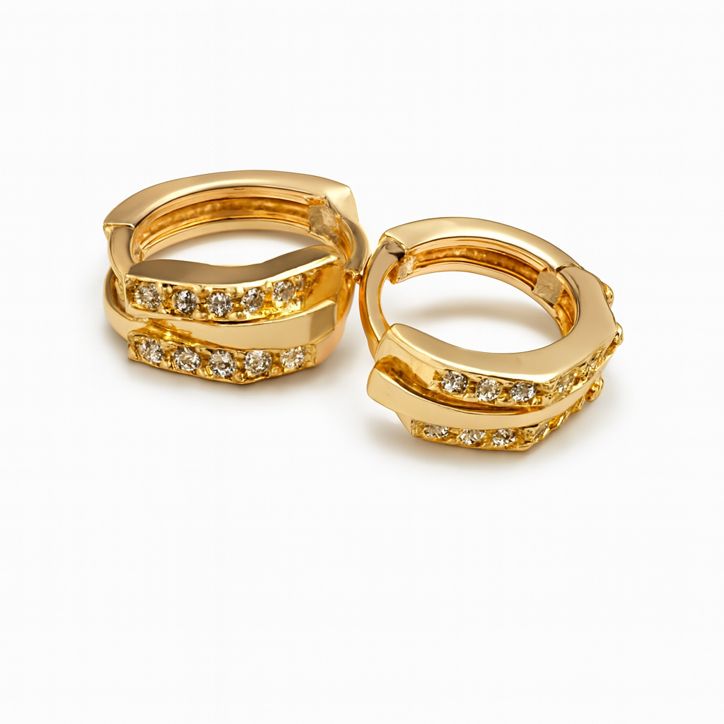 Gold Plated Twisted Layered Hoop Earrings for Women & Girls – American Diamond Stylish Hoops | Elegant Daily & Party Wear Jewellery Gift - Image 3