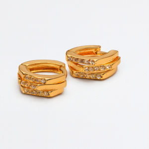 Gold Plated Twisted Layered Hoop Earrings for Women & Girls – American Diamond Stylish Hoops | Elegant Daily & Party Wear Jewellery Gift