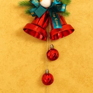 Christmas Hanging Red Bells Ornament – Festive Door & Wall Hanging Decoration for Home, Office, Christmas Tree | Holiday Accessories & Gift Décor (Red, 1 Pc, 16.5 Inch)